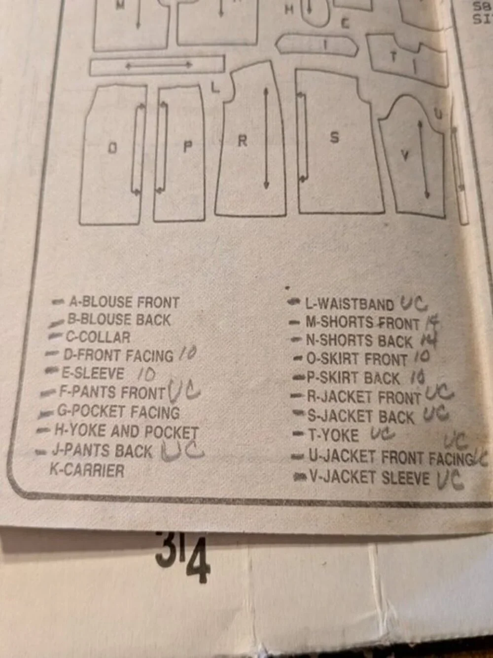 Simplicity 9023 blouse, pants, shorts, skirt, unlined jacket sewing pattern